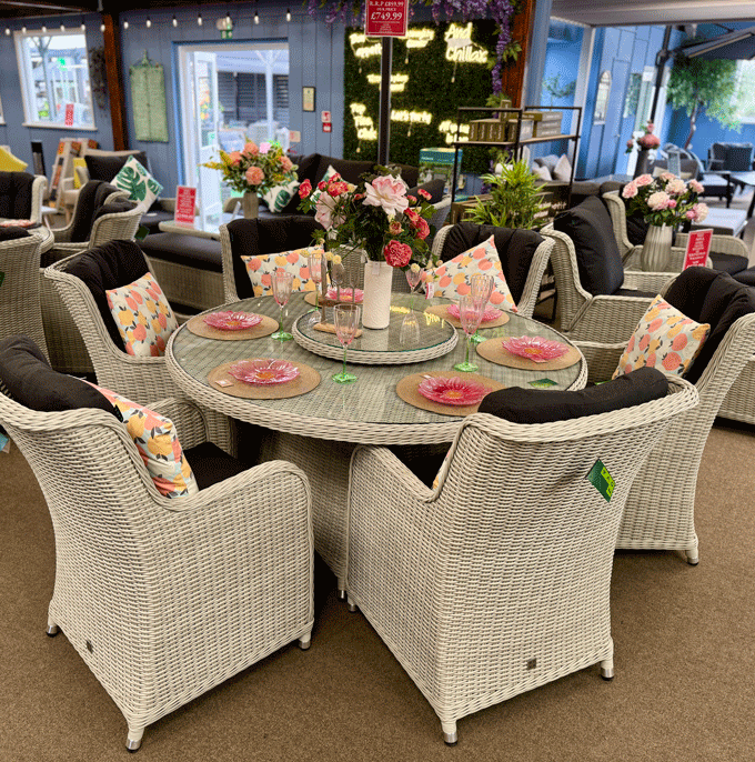 Avery 6 Seat Round Dining Set with 1.5m Table