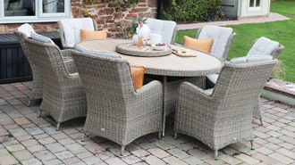 Lyra 8 Seater Oval Dining Set with Lazy Susan 