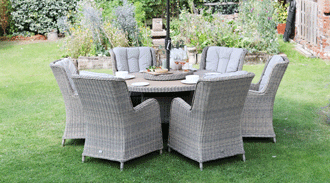Lyra 6 Seater 140cm Round Dining set with 60cm Lazy Susan 