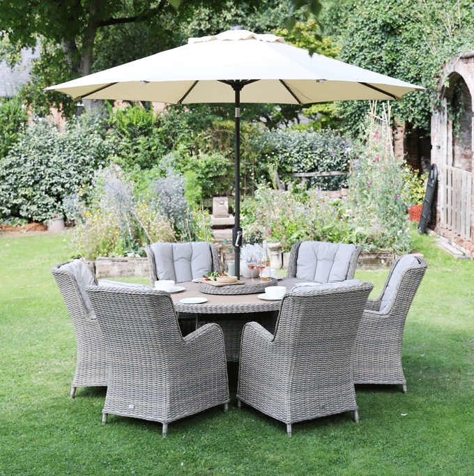 Lyra 6 Seater 140cm Round Dining set with 60cm Lazy Susan 