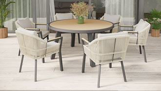 Bali 6 Seater Round Dining Set 