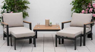 Heidi 5 Piece Reclining Lounge Set With Square Side Table 