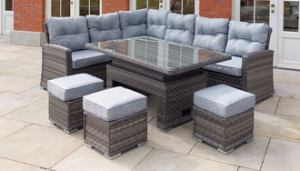 Mercer Amalfi Rattan Corner Casual Dining Set with Rising Table