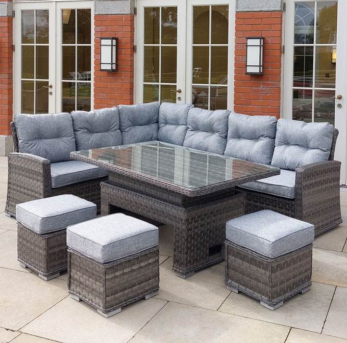 Mercer Amalfi Rattan Corner Casual Dining Set with Rising Table