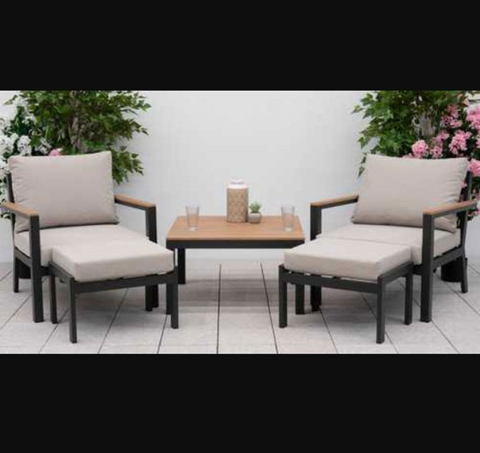 Heidi 5 Piece Reclining Lounge Set With Square Side Table 
