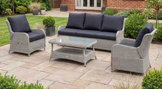 Avery Grande 3 Seater Reclining Sofa Lounge Dining Set With Rectangular Coffee Table 