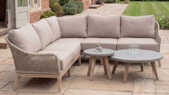 Summer Corner Sofa Set With 2 Round Tables