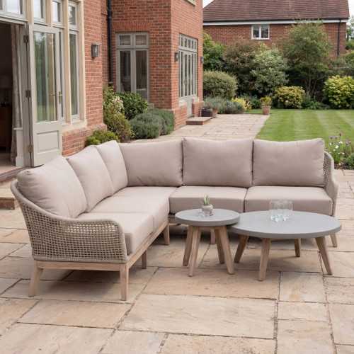 Summer Corner Sofa Set With 2 Round Tables