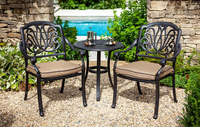 Enjoy outdoor dining with a stylish bistro set