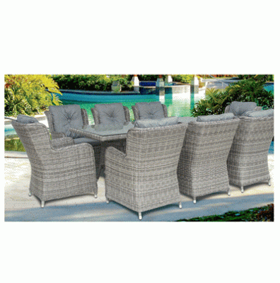 Seville 8 Seater Rectangular Dining Set, grey