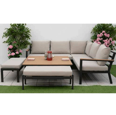 Heidi Deluxe Corner Sofa Lounge Dining Set with Square Rising Table