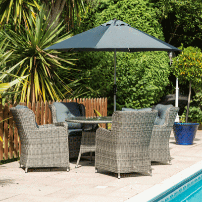 Seville 4 Seater Round Dining Set, Grey